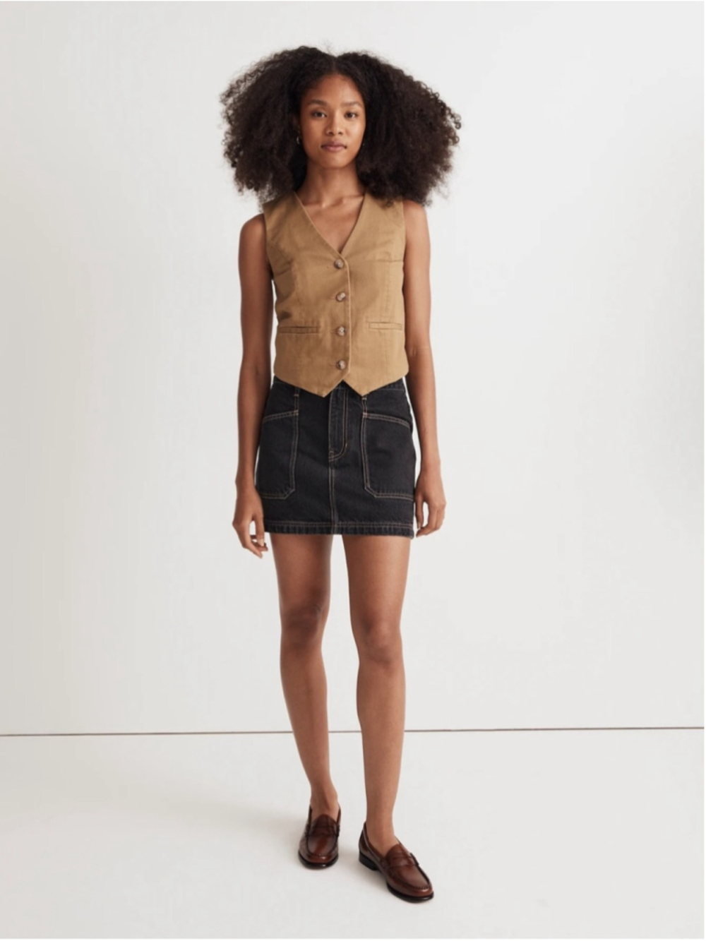 Madewell Tan Button Front Cotton Chino Vest Size 10
